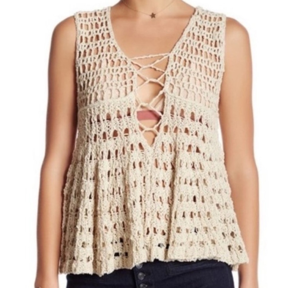 Free People Circles Within Circles Crochet Tank Top Size XS - Picture 2 of 10